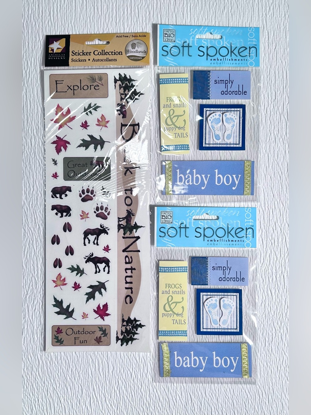 Lot of Scrapbooking Stickers- Baby Boy & Nature, New - Picture 2 of 6